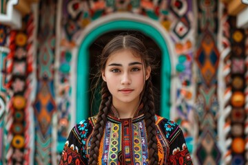 Sticker - Vibrant and Colorful Portrait of a Young Woman