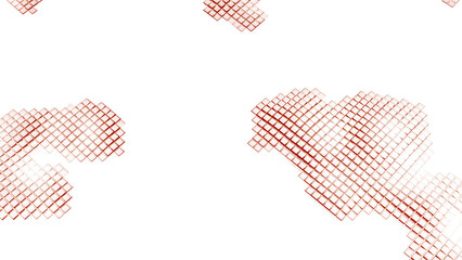 Poster - Abstract surface with moving square patches. Motion. Moving spots on white background with squares. Spots of pixel squares move in space