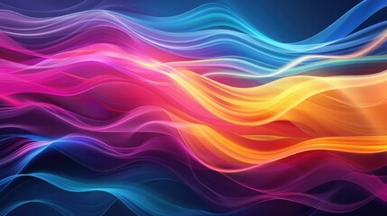 Poster - Abstract colorful wave background with layered wave elements and dynamic gradient effects