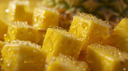 Wall Mural - Pineapple fruit close-up. Pieces of pineapple.