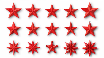 Wall Mural - Set of red price sticker, sale or discount sticker, sunburst badges icon. Stars shape with different number of rays.