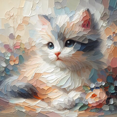 Oil painting of beautiful cat