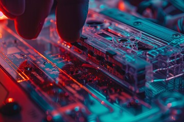 Poster - Close-up of a person focused on typing on a computer keyboard and looking at the screen while working diligently