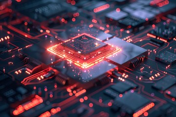 Poster - Detailed view of a computer processor, showing intricate circuitry and components
