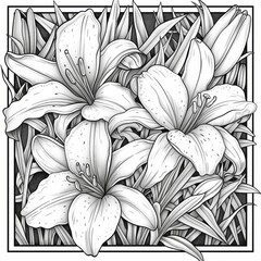 Poster - black and white flowers illustration