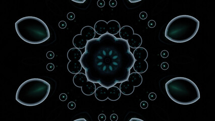 Poster - Floral moving pattern with flickering light. Design. Rapid movement of pulsating and shimmering pattern in cyber jump. Tunnel with pattern in fast stream of pulsations