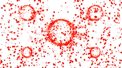 Poster - Rings with raising dots around them. Design. Colorful round shapes all over the screen.