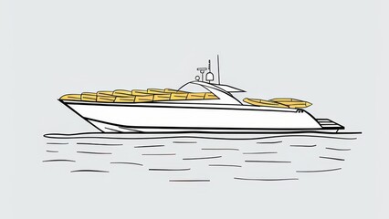 Poster - simple line drawing depicts a sideview of a speedboat minimalistic sleek design