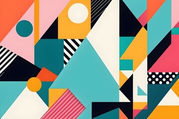 Wall Mural - A colorful abstract painting with many shapes and lines