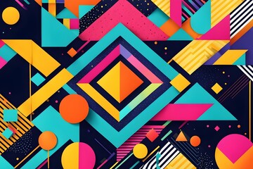 Wall Mural - A colorful abstract design with squares and triangles