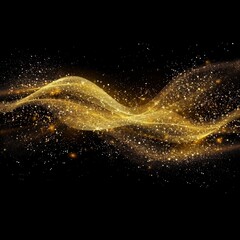 Poster - Abstract Golden Wave. Shiny gold line design element with sparkling effect on dark background