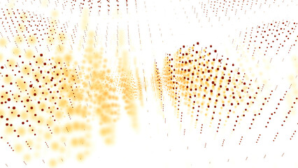Poster - Dots moving in waves in space with spots. Design. Points moving in vertical lines in space. Moving dots in 3D space with reflex on background