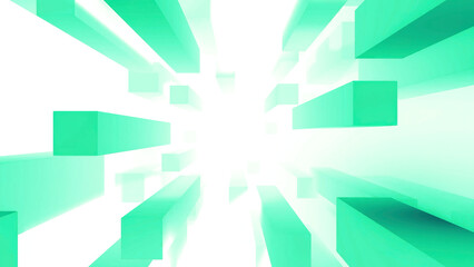  - Stream of moving rectangles. Design. Stream of moving geometric platforms on white background. Gaming animation with stream of rectangular platforms