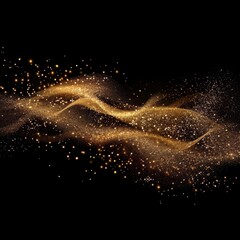 Poster - Abstract Golden Wave. Shiny gold line design element with sparkling effect on dark background