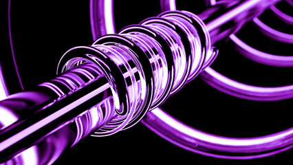 Poster - Abstract extraterrestrial tunnel with purple tubes. Design. Lilac bending pipes creating effect of round tunnel.