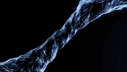 Aufkleber - Moving 3d water tunnel in space. Animation. Side view of moving 3D fluid flow on black background. Liquid pipe moves in energy flow. Water Magic