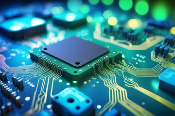 Wall Mural - A computer chip is shown in a close up