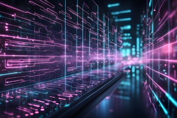Poster - A computer network with a purple and blue background