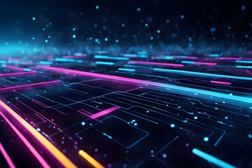 Poster - A computer screen with a blue background and a rainbow of colors