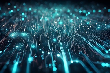 Poster - A computer chip with many blue and red dots