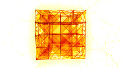 Aufkleber - Moving edges in cube 3d design. Motion. Cubic structure with triangular silhouettes.