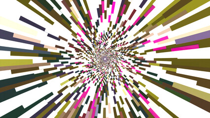 Poster - Animated background of colorful segments creating effect of long tunnel. Design. Blinking bright stripes.