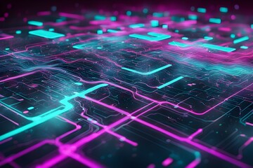 Poster - A computer chip with a purple and blue background