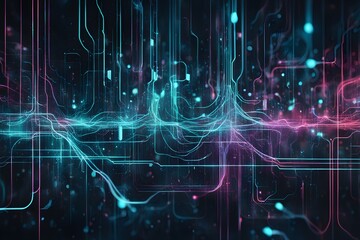 Poster - A colorful image of a computer circuit board with a blue and purple background