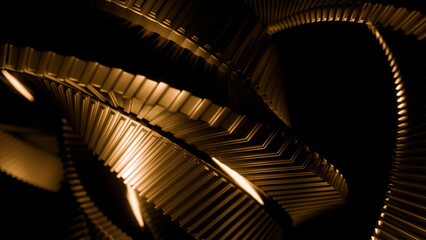 Aufkleber - Abstract spinning bronze metal spiral, hypnotic effect. Design. Endless rotation of metal ribbons.