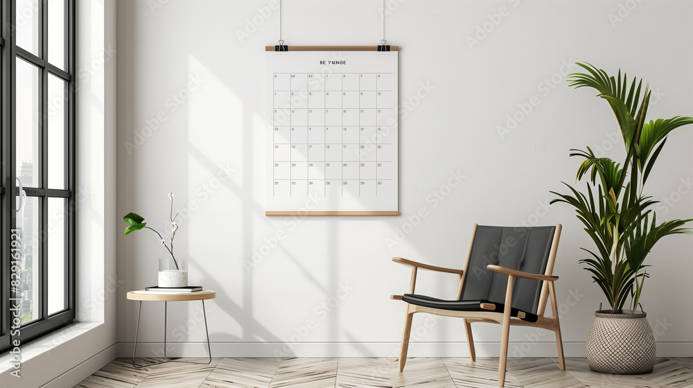 Fotografie potrait wall calendar and poster beside it inside a room ...