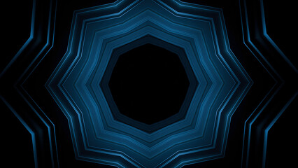 Poster - Abstract futuristic tunnel background. Motion. Star shaped hypnotic geometry tunnel.