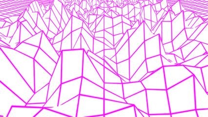 Poster - Abstract flying 3d structure looking like mountains. Design. Polygonal geometric surface.