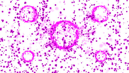 Poster - Rings with raising dots around them. Design. Colorful round shapes all over the screen.