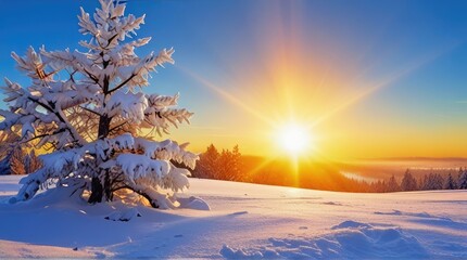 Canvas Print - winter landscape with trees