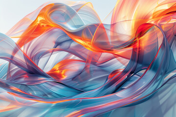 Wall Mural - A colorful, abstract painting with a blue and orange swirl. The painting is full of vibrant colors and has a sense of movement and energy