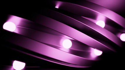 Poster - Abstract rolling light balls along 3d figure with narrow tracks. Design. Spheres of light rolling in the dark.