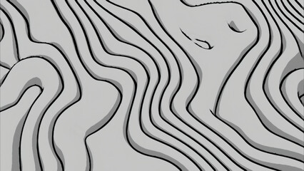 Poster - Abstract monochrome curves background. Design. Flowing and transforming shapes.