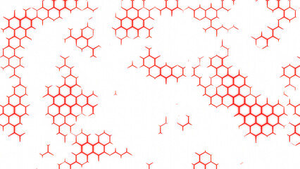 Poster - Abstract hexagonal background with moving light flares. Design. Technological background with holes in a shape of honeycombs.