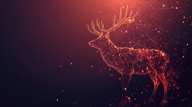 A deer is standing in a field of stars