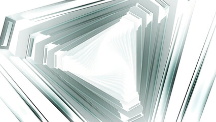 Poster - Movement in triangular cyber tunnel. Motion. Advancing cyber tunnel with triangles. Cyber tunnel of layers of triangles moving in space