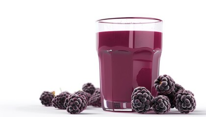 Sticker - Blackberry smoothie in glass on white background