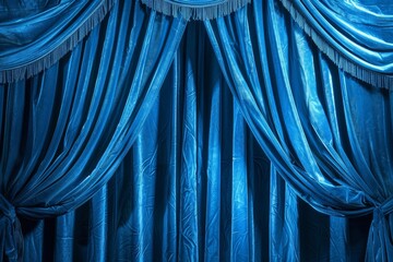 Poster - Blue velvet stage curtain as background image