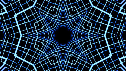 Poster - Abstract pulsating ornamental kaleidoscope. Design. Hypnotic effect of lines creating symmetrical pattern.