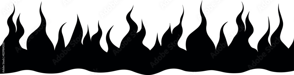 Flame fire border frame silhouette template vector illustration clipart ...