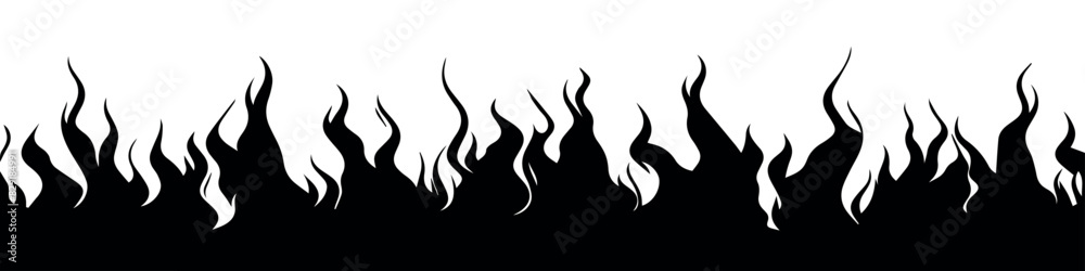 Stock-Vektorgrafik „Flame fire border frame silhouette template vector ...
