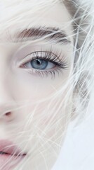 Wall Mural - Ethereal Eyelash Beauty on Bright White Background