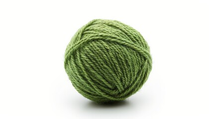 Poster - Isolated white ball of wool yarn green in color