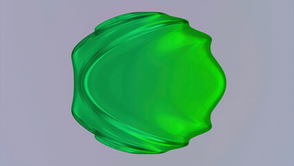 Poster - 3D liquid ball with moving waves on surface. Design. Colorful ball vibrates on surface with liquid ripples. Liquid structure of ball with waves of ripples from movement