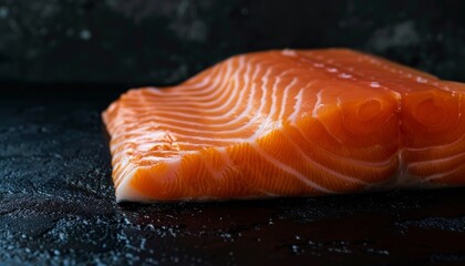Wall Mural - Salmon fillet on black background