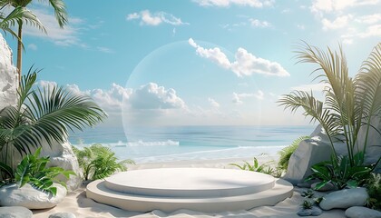 Wall Mural - Beach Podium with Summer Sand Background